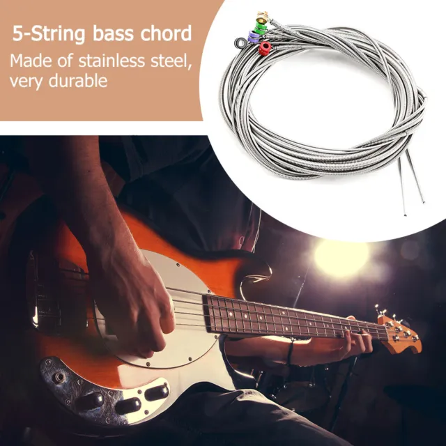 5pcs Bass Strings Stainless Steel Electric Bass Strings Gift for Guitar Beginner