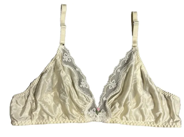 VTG SATIN SHINY Gold Embrd Floral Sears Ah-H Bra Pin Up 36 C Lite In Lacy  Model $65.00 - PicClick