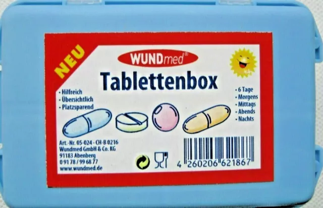 6 Tage ~ Pillenhalter Medikamentenbox Pillenbox Dosierer Tablettenbox Tasche Box