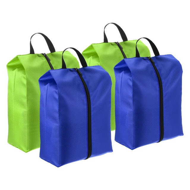 4 pz borse per scarpe da viaggio, borsa per scarpe portatile con cerniera da viaggio, blu verde