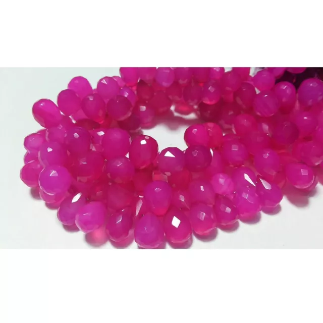 9x12 mm Pink Chalcedony Tear Drop Bead, chalcedony Briolette bead, pink Faceted 2