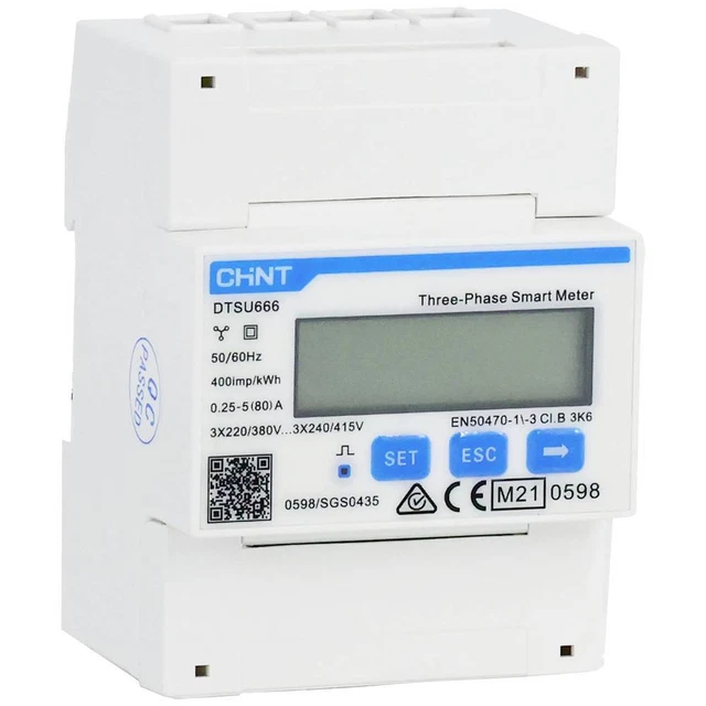 Chint G DTSU666 3×230/400V 5(80)A RS485 4PMID Compteur dénergie triphasé