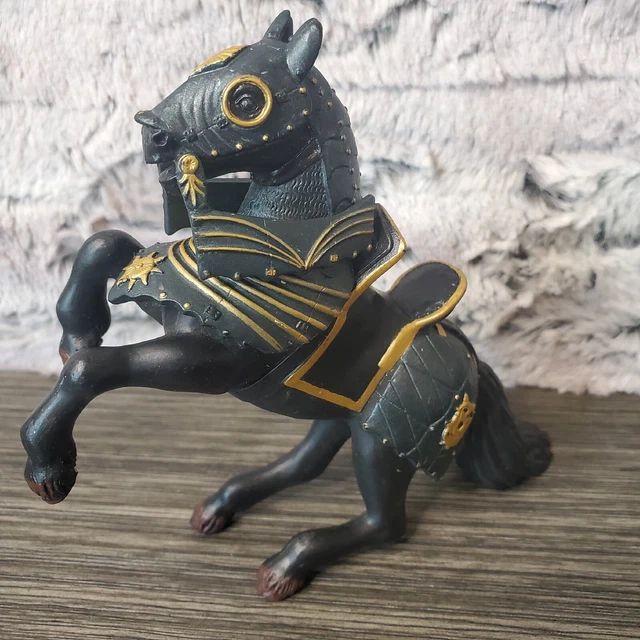 Papo 39276 Black Horse With Armor 5 1/2in Knight And Castles Replacement Piece