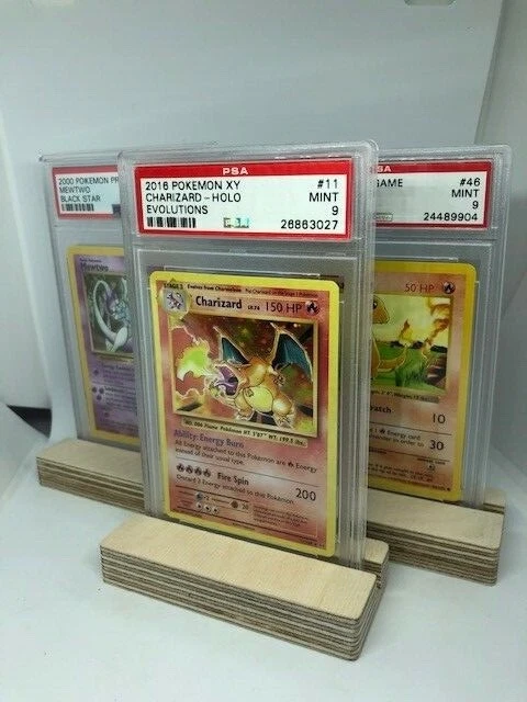 SAD STAND Graded PSA Wooden Card Display Holder - Holds 2 Cards (Pokémon, MTG, Sports)