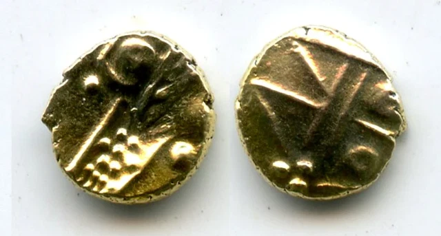 Rare gold fanam minted by the Dutch VOC company in Tuticorin, ca.1658-1779, Sout