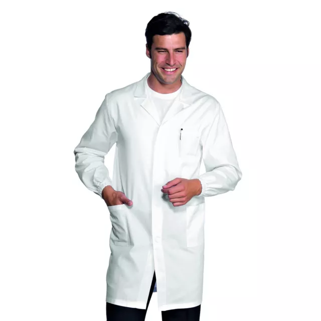 Camice Uomo Medico Bianco Antiacido Solforico Isacco in Misto Cotone Tg. S - 5XL