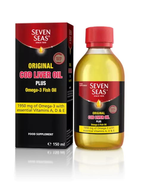 Seven Seas Cod Liver Oil Plus Omega-3 Fish Oil Liquid with Vitamin D - 150ml