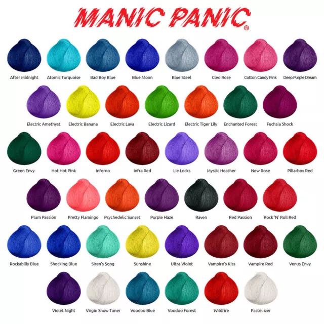 Manic Panic Vegan Semi Permanent Hair Dye Color Cream 118 mL 20 DIFFERENT COLORS