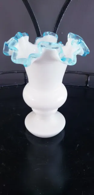 Fenton Blue Aqua Crest Urn Shaped Vase - 7" Tall