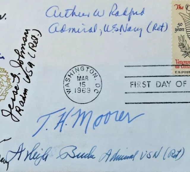 COPERTINA PRIMO GIORNO LEGIONE AMERICANA 6 x US AMIRALS SIGNATURES RARE 3