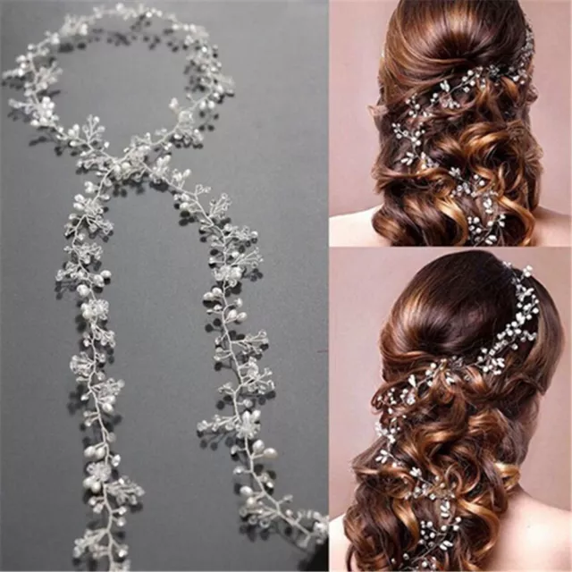 Perlas Boda Cabello Vid Cristal Novia Accesorios Diamante Cabezal 35cm-50cm