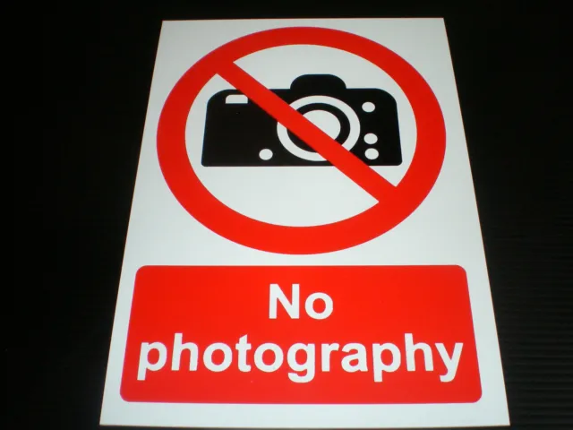 No Photography Plastic Sign Or Sticker Choice Of Sizes Silk Screen Printed
