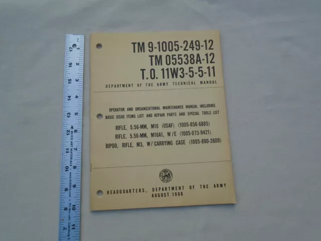 Headquarters Dept. Of Army Maintenance Manual TM 9-1005-249-12 Operator And Orga