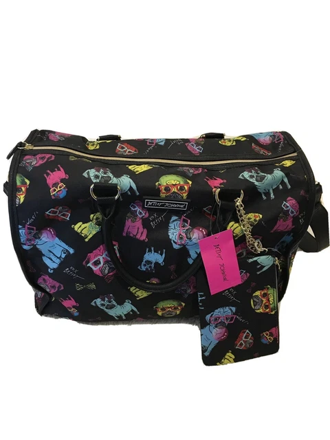 Betsey Johnson Pug Dog Weekender Duffle Bag Nwt Rare