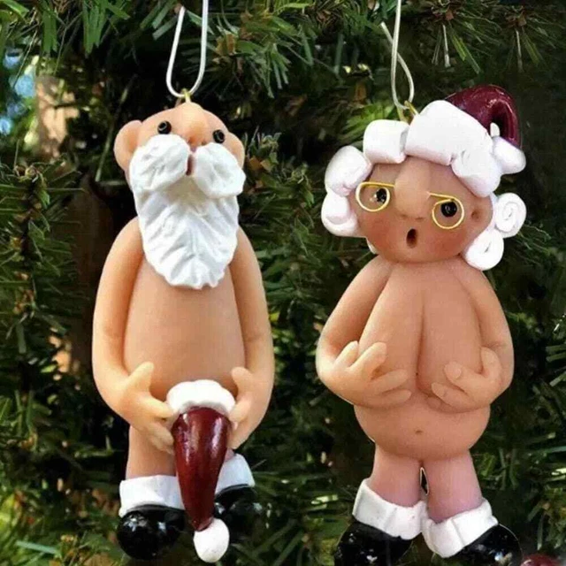 2PCS Set Naked Santa Christmas Funny Hanging Tree Decoration Ornaments 5CM / 8CM