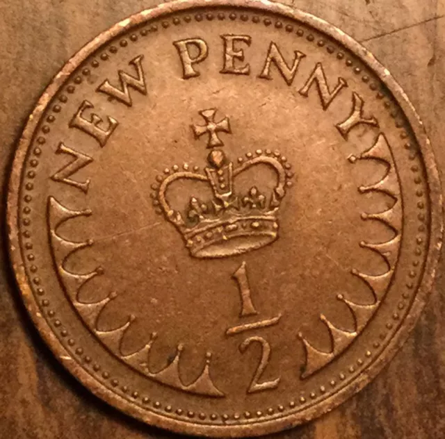 1971 Uk Gb Great Britain New 1/2 Penny Coin