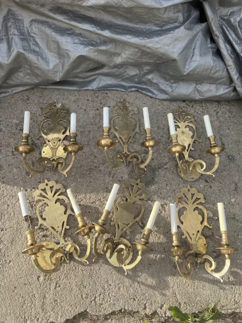 6 Victorian style vintage art deco brass wall sconces vintage Italian ornate L2