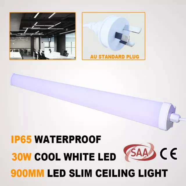 30W LED Batten Ceiling Lamp 90CM Fluorescent Tubes Flood Down Light Bar IP65