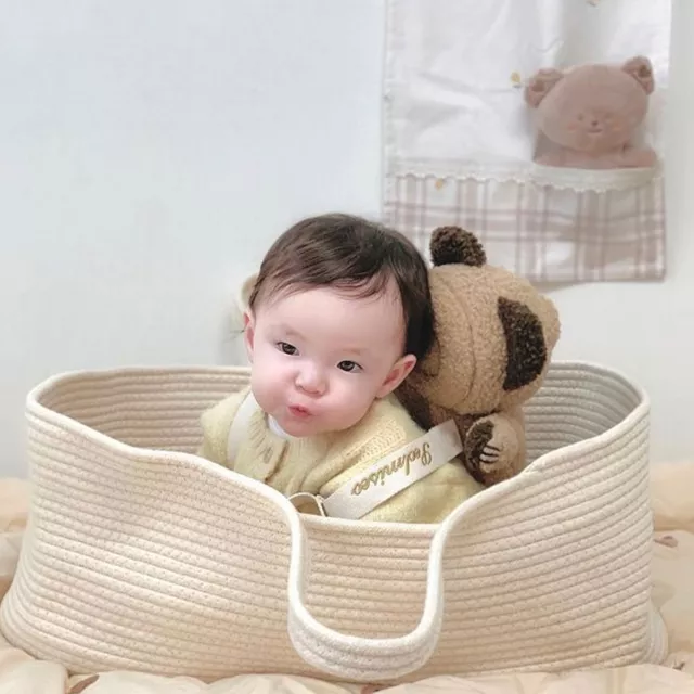 (off White) Baby Travel Bed Baby Sleeping Basket Easy Use Portable