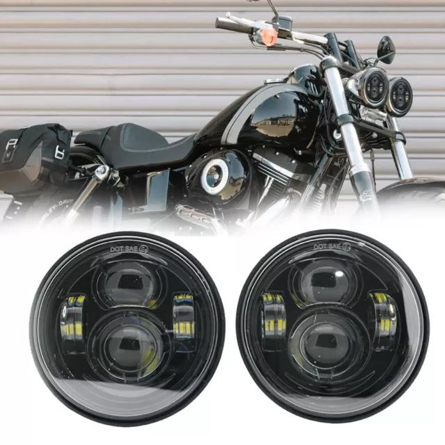 4.65" LED Scheinwerfer Twin Dual Projektor Für Harley Dyna Fat Bob FXDF 2008-16