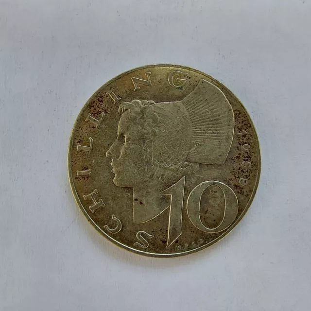 Austria 10 Shilling 1958 Silver Coin #3208