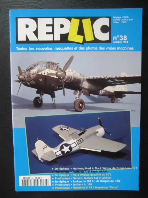 REPLIC n° 38 - NORTHROP P-61 BLACK WIDOW - GRUMMAN FM-2 WILDCAT - JUNKERS Ju-188