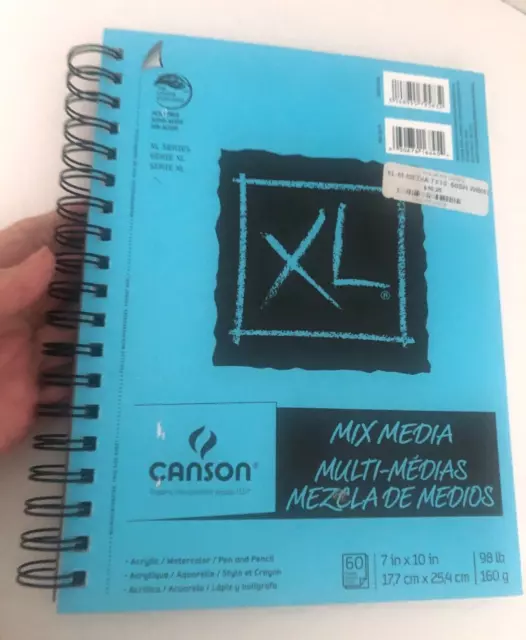 NUEVO LIBRO DE BOCETOS Spiral CANSON XL Medios Mezclados 98# Hojas Blancas 7X10 Libre de Ácido