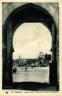 CPA ak meknes old gate, vue sur la place el Eddine morocco (824740)