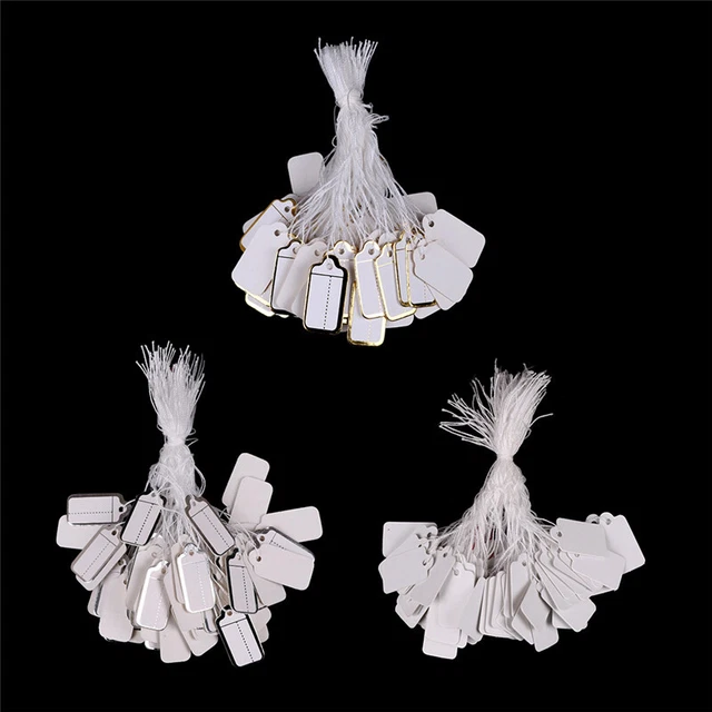100X Labels Tie String Strung Price Tickets Jewelry Watch Clothing Display Ta_QU
