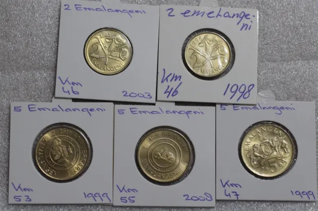 Swaziland 2 & 5 Emalangeni High Grade - 5 Coins B49 #N361