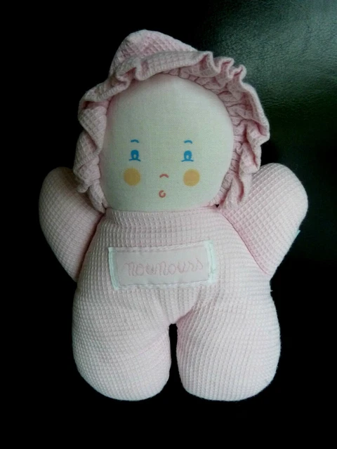 914. DOUDOU NOUNOURS POUPEE LUTIN ROSE 16cm + bonnet grelot - EXCELLENT ETAT