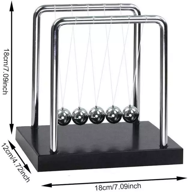 Newtons Cradle Ballsnewton'S Metal Balance Kids Toys with Black Wooden Base Scie 3