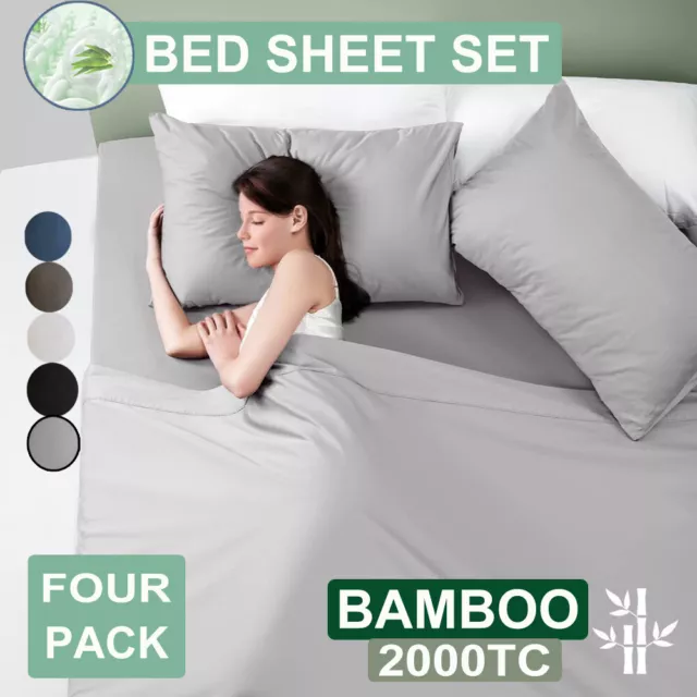 2000TC Bamboo Super Ventilated Bed Sheet Set Fitted Sheet Single/Queen/King