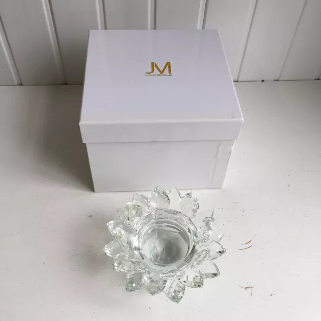 Julien Macdonald Lotus Flower Crystal Cut Glass Candle Holder CH
