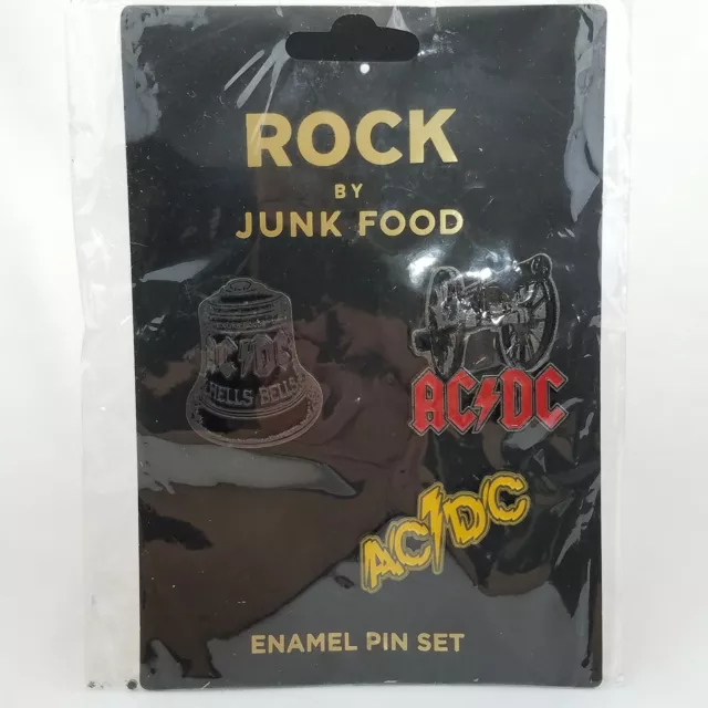 AC/DC - Set Of 3 Enamel Metal Pin Badges Official US Import by Junk Food NEW