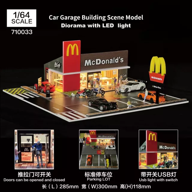 1/64 Diorama Model Car Garage Model City Street View Car Parking Lot Scene Model