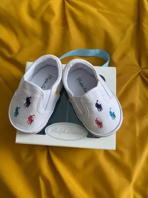 POLO RALPH LAUREN Baby BAL HARBOUR REPEAT Logo Shoes in Box Size 1
