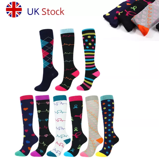 UK Women Men Compression Socks For Medical Nursing Travel Flight Socks S/M-L/XL