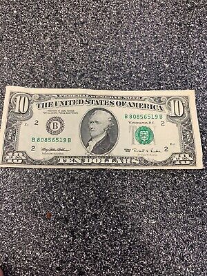 1995 $10 Ten Dollar Bill Federal Reserve Note Vintage Old Currency