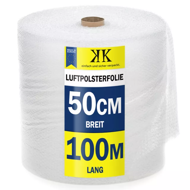 LUFTPOLSTERFOLIE 0,5m x 100m Blisterfolie FREI HAUS 50m² Luftpolster Folie