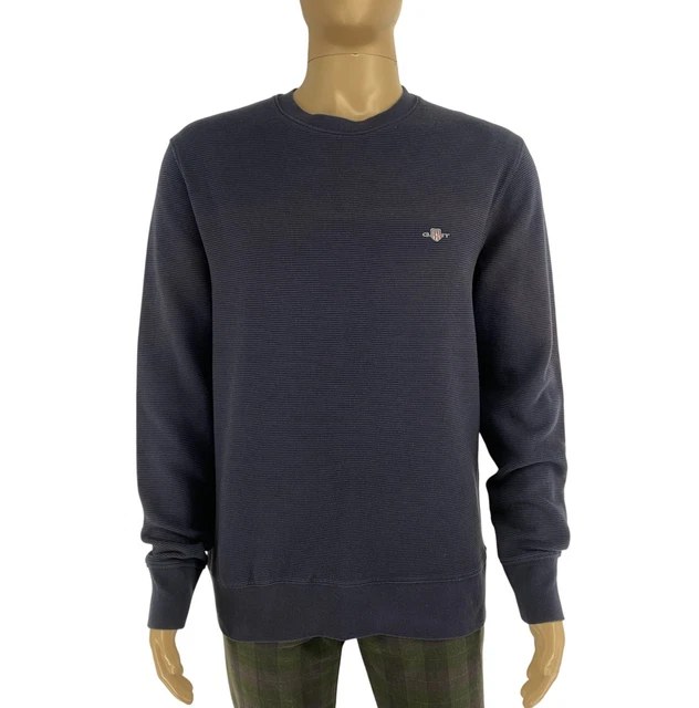 Pull Homme GANT En Coton Premium - Col Rond Bleu - Taille M - Occasion Très Bon État