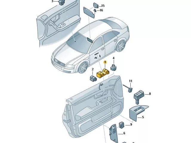 Audi A4 Cabriolet Schalter für elektrische Fensterheber links 8H0959851C 5PR