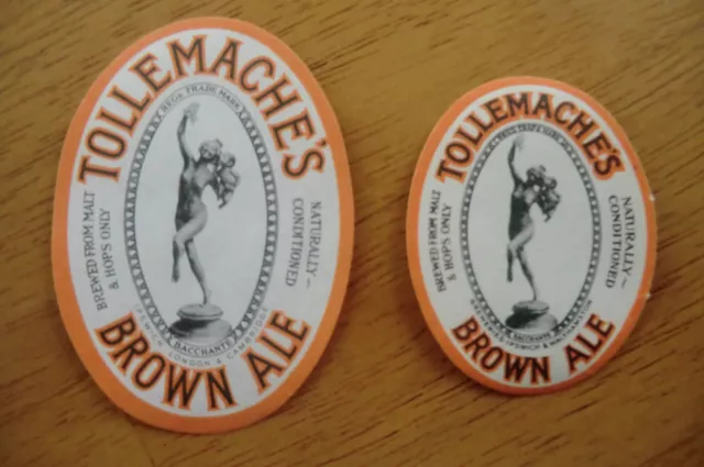 Mint Pair Of Tollemache's  Brown Ale With Malt On First Brewery Paper Labels