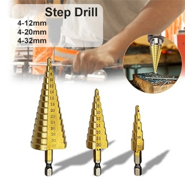 Large HSS Steel Step Cone Drill Titanium Bit Set Hole Cutter 4-12/20/32mm F:bj 3