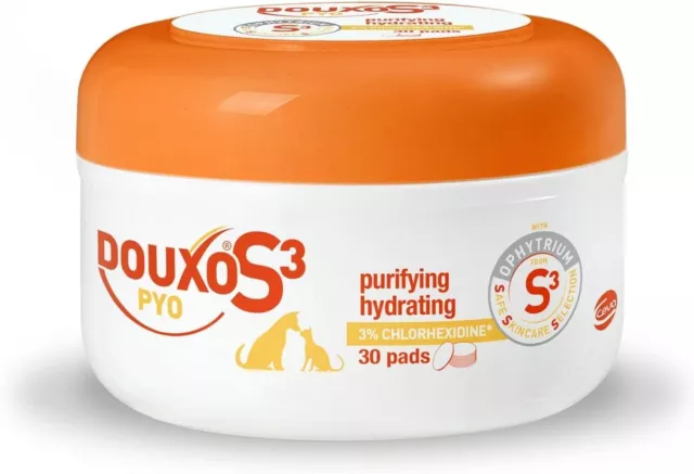 DOUXO S3 PYO Antibacterial and Antifungal Dog and Cat Pads (Wipes) - 30 pads