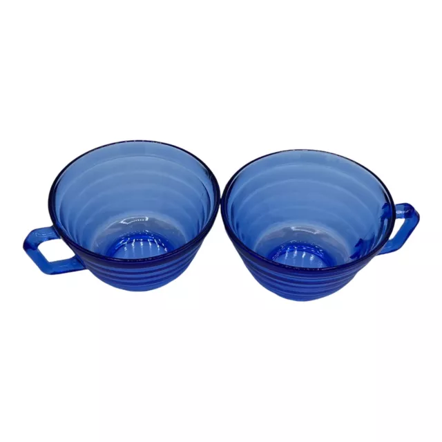 2 Mid-Century 1930's Hazel Atlas Moderntone Cobalt Blue Glass Cups Replacements