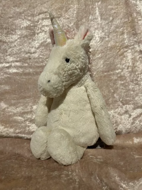 COSTCO LITTLE MIRACLES unicorn soft toy plush white pink 12