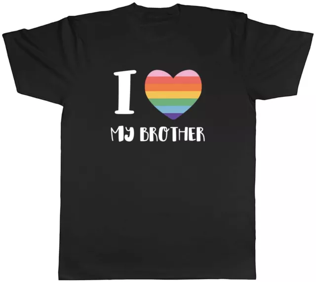 Pride Rainbow Heart Mens T-Shirt I Love my Brother LGBTQ+ Unisex Tee Gift