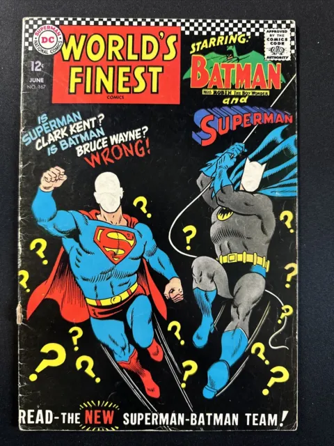 Worlds Finest #167 Batman Superman DC Comics 1st Print Silver age 1967 G/VG *A2