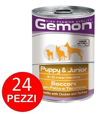 Gemon Puppy & Junior Bocconi con Pollo e Tacchino 24x 415 gr Monge scatolette